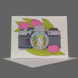 Camera & Tulips Greeting Card