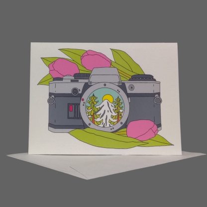 Camera & Tulips Greeting Card