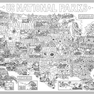 US National Parks Adventure Poster - 17" x 24"