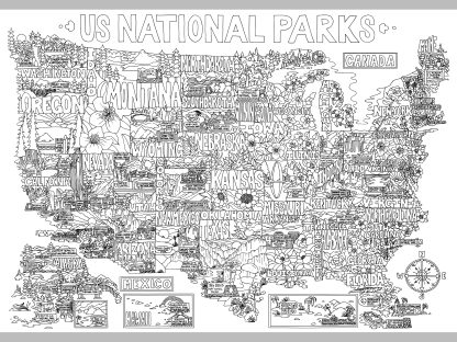 US National Parks Adventure Poster - 17" x 24"