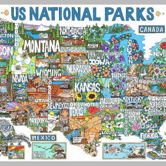 US National Parks Poster - Canvas